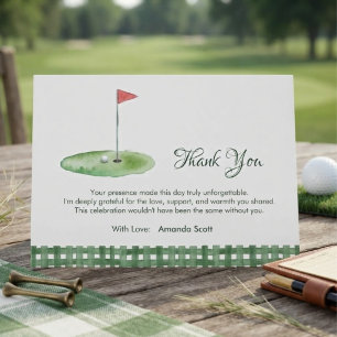 Cartão De Informações Chá de Bebê de Golfe com Xadrez Verde Obrigada