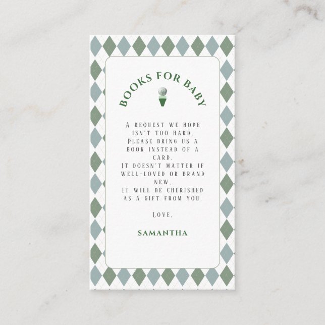 Cartão De Informações Chá de Bebê de Golfe Moderno (Frente)