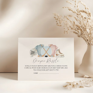 Cartão De Informações Chá de bebê de hóquei, rifa de fraldas de hóquei n