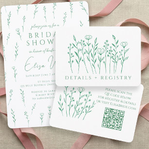 Cartão De Informações Chá de Bebê Delicadas Flores Silvestres Espalhadas