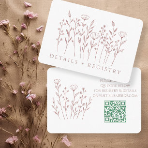 Cartão De Informações Chá de Bebê Delicadas Flores Silvestres Espalhadas