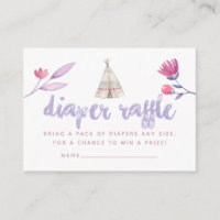 Chá de Bebê Diaper Raffle Boho Tribal Aquarela