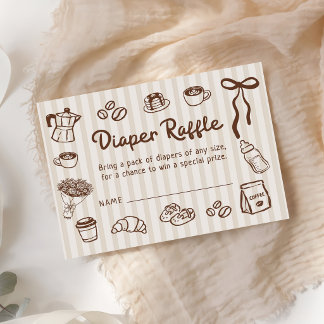 Cartão De Informações Chá de Bebê Diaper Raffle Café do Bebê está Cozinh