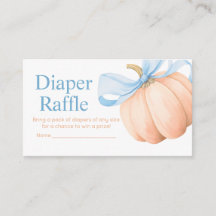 Chá de Bebê Diaper Raffle Laranja com Laço Azul Ab