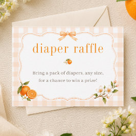 Cartão De Informações Chá de Bebê Diaper Raffle Laranja Fofa