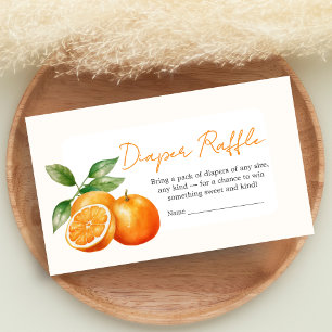 Cartão De Informações Chá de Bebê Diaper Raffle Little Cutie Laranja