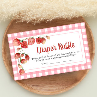 Cartão De Informações Chá de Bebê Diaper Raffle Morango Doce Berry Sweet