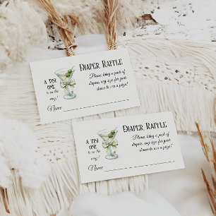 Cartão De Informações Chá de Bebê Diaper Raffle Retro A Tini One Martini