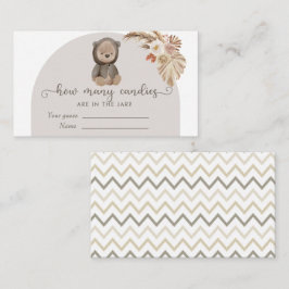Cartão De Informações Chá de Bebê do Urso Boho Adivinhe Quantos Doces