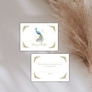 Cartão De Informações Chá de Bebê Elegante Pavão Antigo Sorteio de Frald