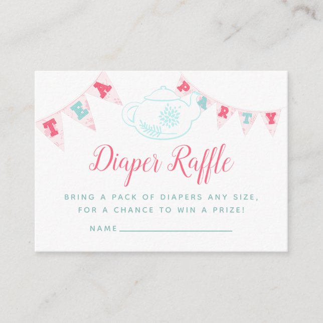 Cartão De Informações Chá de Bebê Festa de Chá Party Diaper Raffle (Frente)