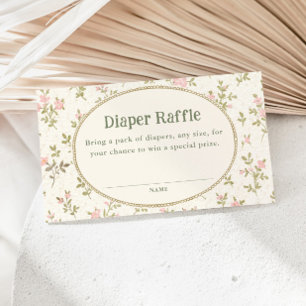 Cartão De Informações Chá de Bebê Floral Cottage Aconchegante Rifas de F