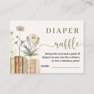 Cartão De Informações Chá de Bebê Floral de Fraldas e Livros