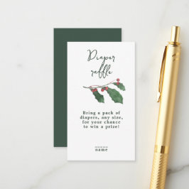 Cartão De Informações Chá de Bebê Floresta de Inverno em Aquarela Elegan