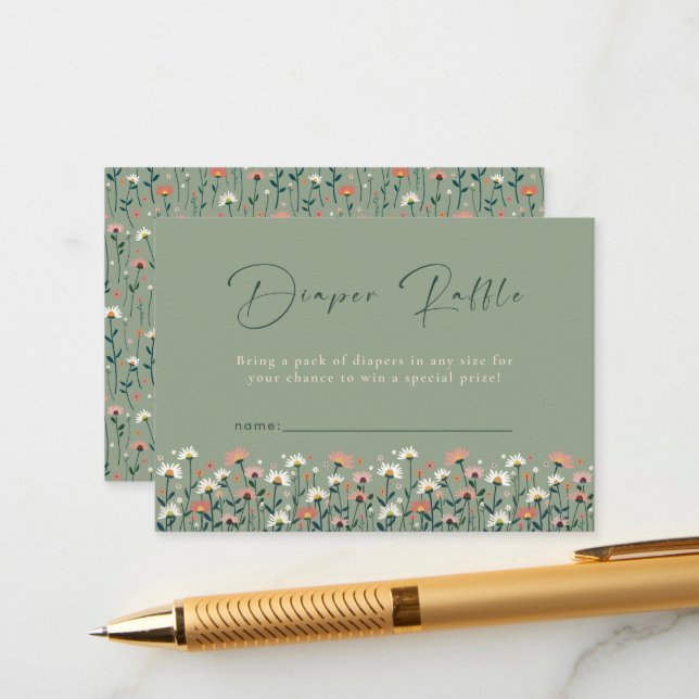 Cartão De Informações Chá de Bebê Jardim Floral Caprichoso: O Bebê está  (Frente/Verso In Situ)