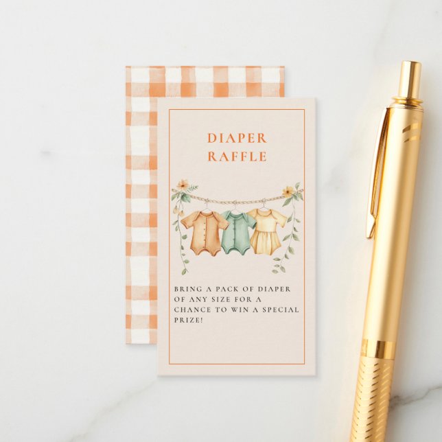 Cartão De Informações Chá de Bebê Laranja Little Cutie Citrus (Frente/Verso In Situ)