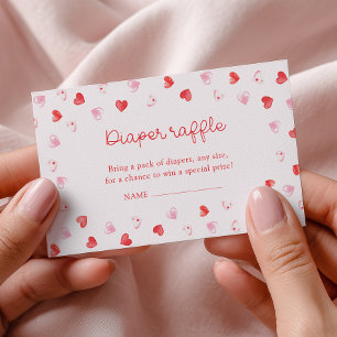 Cartão De Informações Chá de Bebê Menina Querida Diaper Raffle