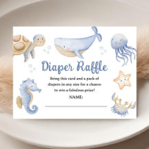 Chá de Bebê Menino Baleia Azul Diaper Raffle