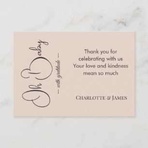 Cartão De Informações Chá de Bebê Minimalista Moderno   Rosa Bege