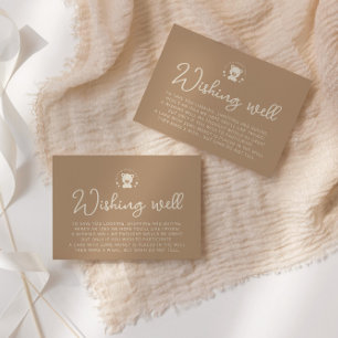 Cartão De Informações Chá de Bebê Minimalista Urna de Desejos Ursinho