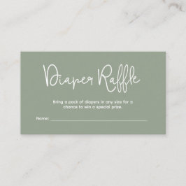 Cartão De Informações Chá de Bebê Moderno Sorteio de Fraldas Verde Sage
