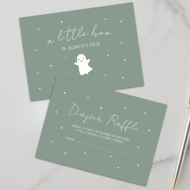 Cartão De Informações Chá de Bebê Neutro em Verde Sage Moderno (Criador carregado)