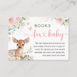 Cartão De Informações Chá de Bebê Oh Deer Menina Livros para Bebê