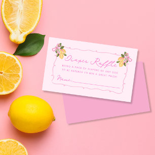 Cartão De Informações Chá de Bebê Pink Lemons - Rifa de Fraldas