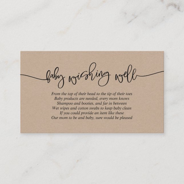 Cartão De Informações Chá de Bebê, Poço de Desejos, Roteiro Kraft Criati (Frente)