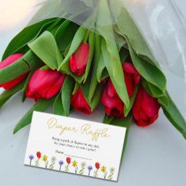 Cartão De Informações Chá de Bebê Rifa de Fraldas Pequena Flor Silvestre