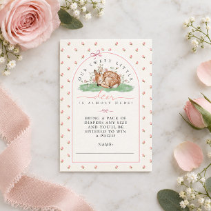 Cartão De Informações Chá de Bebê Rifa de Fraldas Sweet Little Deer