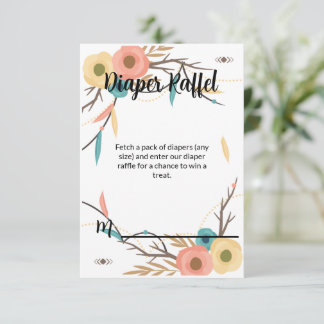 Cartão De Informações Chá de Bebê Rústico Boho Sorteio de Fraldas