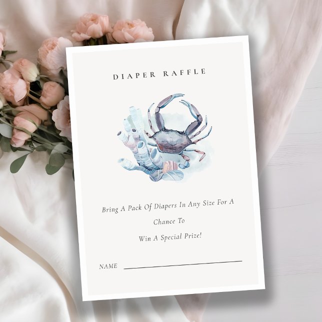 Cartão De Informações Chá de Bebê Sorteio de Fralda de Caranguejo Coral  (Criador carregado)