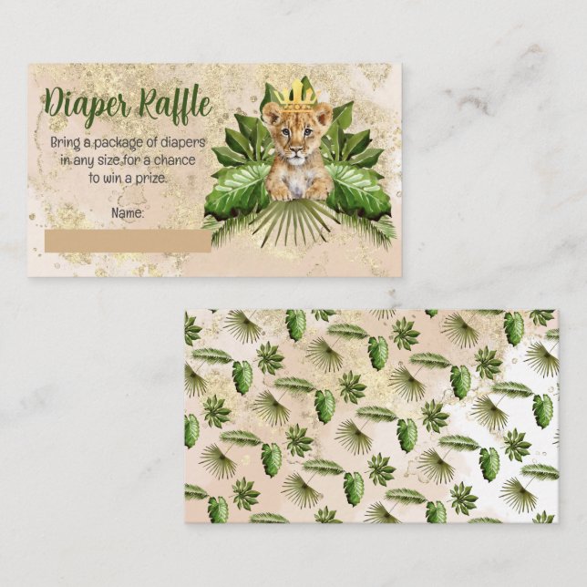 Cartão De Informações Chá de Bebê Tropical Pequeno Leãozinho - Rifas de  (Frente/Verso)