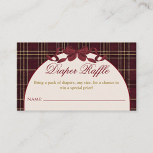 Cartão De Informações Chá de Bebê Ursinho Menina Xadrez Laço Fralda