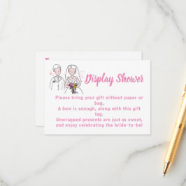 Cartão De Informações Chá de casamento Branca de Exibição de Amor Rosa