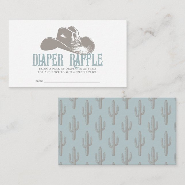 Cartão De Informações Chá de cowboy com chapéu azul para bebê (Frente/Verso)