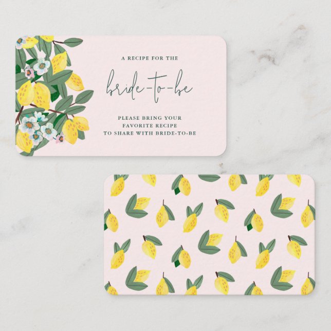 Cartão De Informações Chá de Cozinha de Limão Italiano Compartilhe uma R (Frente/Verso)