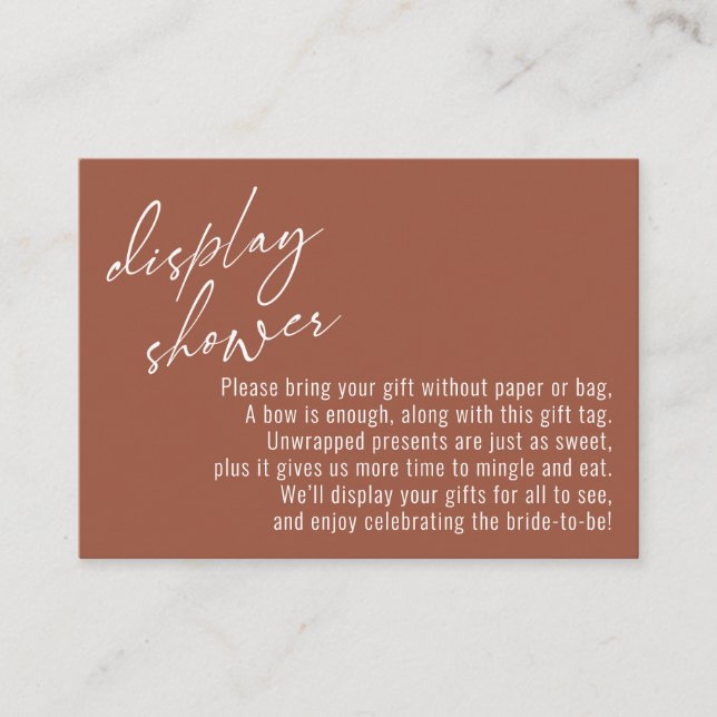 Cartão De Informações Chá de Escrita Manual Elegante Terracotta (Frente)