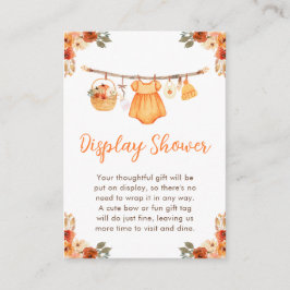 Cartão De Informações Chá de exibição de bebê da linha de roupas de outo