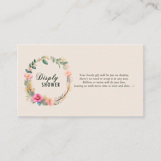 Cartão De Informações Chá de Exibição de Bebê Floral Selvagem de Aquarel (Frente)