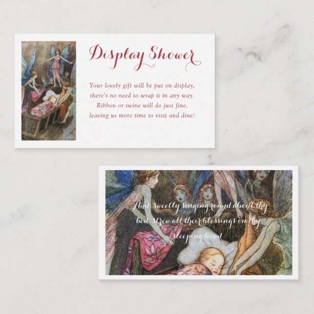 Cartão De Informações Chá de exibição de bênçãos de bebês de fada rosa (Frente/Verso)