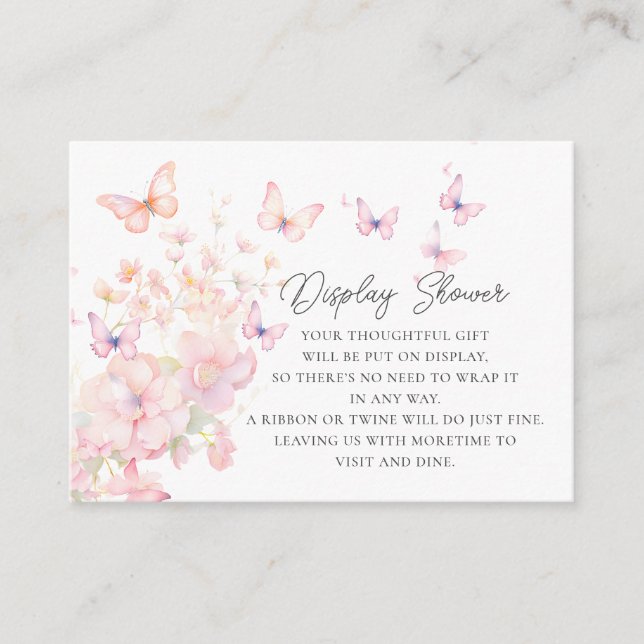 Cartão De Informações Chá de exibição de borboletas suspensas (Frente)