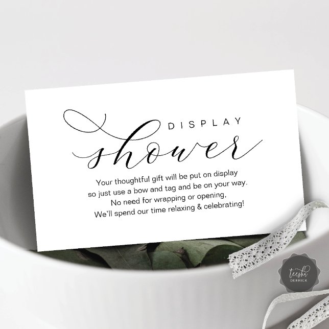 Cartão De Informações Chá de exibição de casamento, mínimo de elegância  (Wedding Display Shower, Modern elegance minimal Enclosure Card)