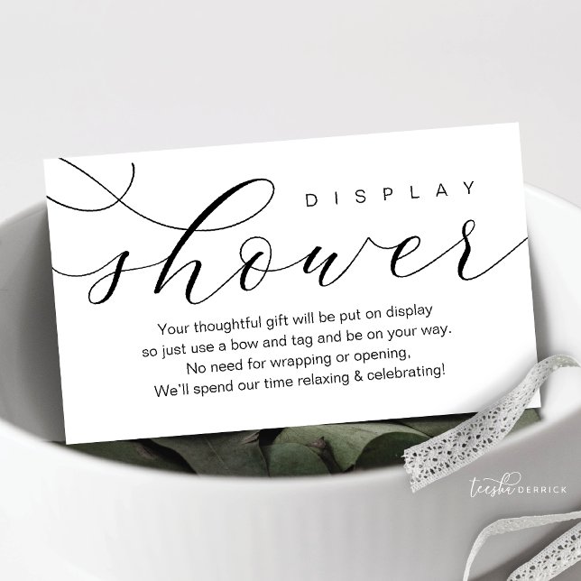 Cartão De Informações Chá de exibição de casamento, mínimo de elegância  (Wedding Display Shower, Modern Beautiful Elegance Luxury Enclosure Card)