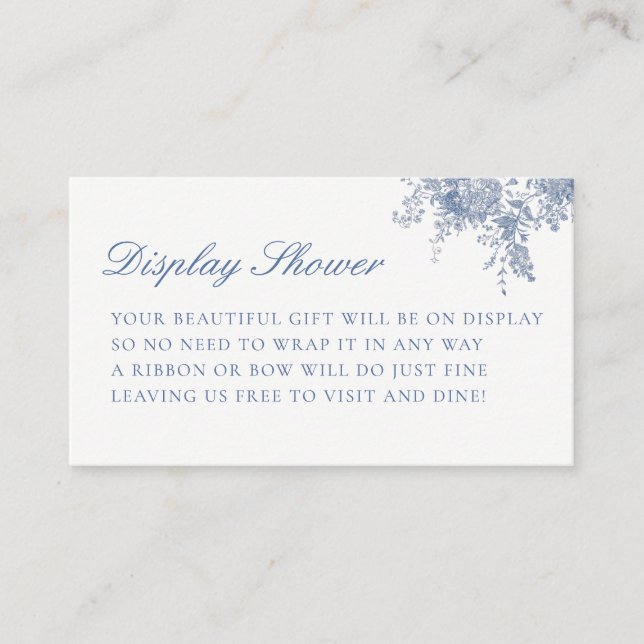 Cartão De Informações Chá de exibição de Chá de fraldas azul (Frente)