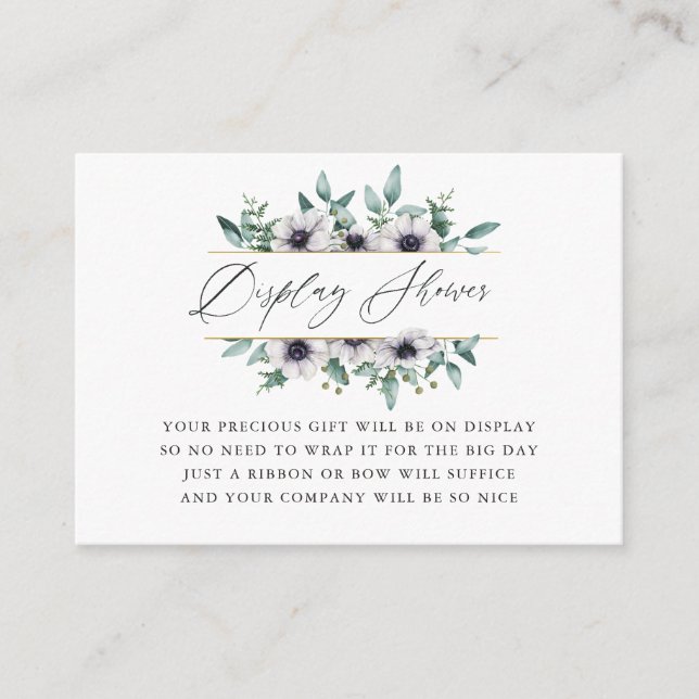 Cartão De Informações Chá de Exibição do Chá de fraldas Anemone Eucalypt (Frente)