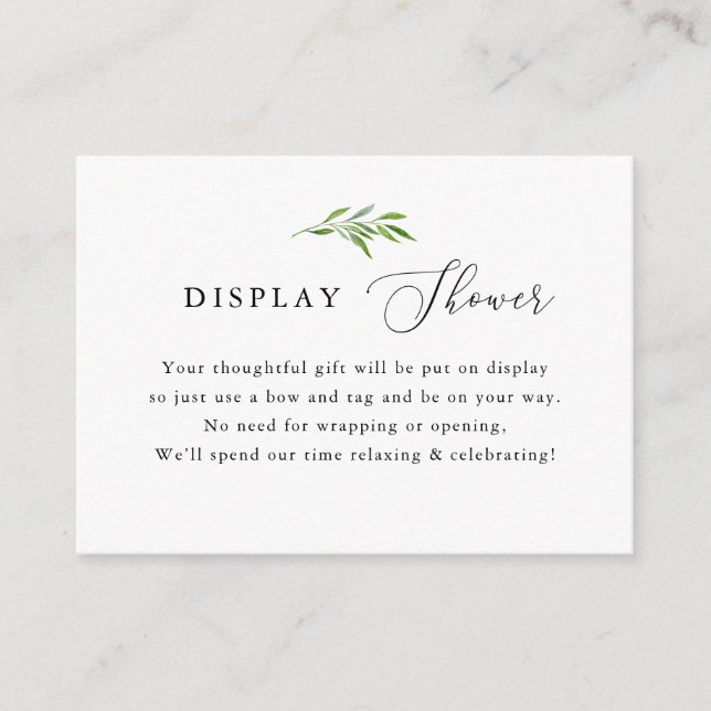 Cartão De Informações Chá de Exibição Elegante Rustic Greenery (Frente)