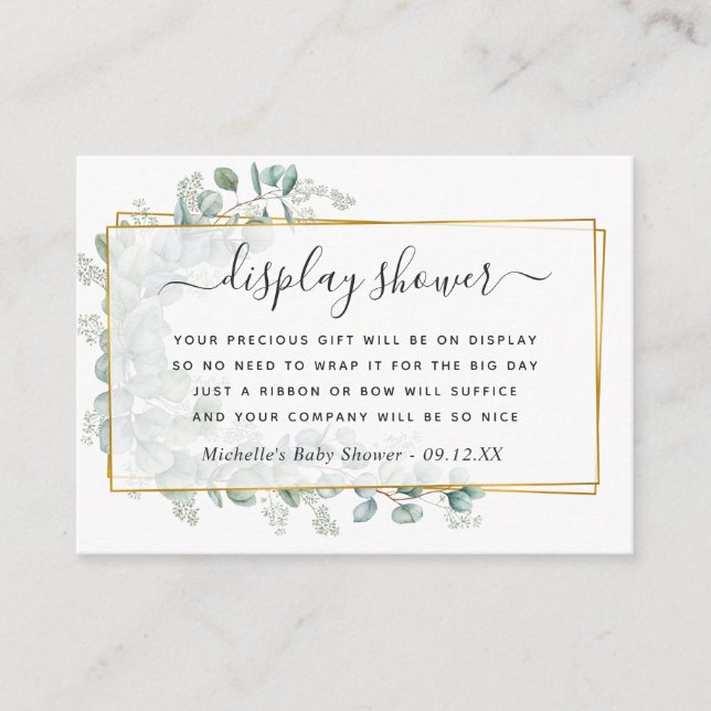 Cartão De Informações Chá de Exibição Geométrico do Chá de fraldas Eucal (Frente)