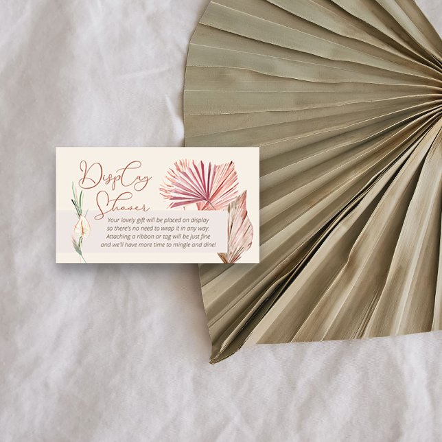 Cartão De Informações Chá de exibição Palma sem quebra de presentes (Display Shower insert card from my Boho Palm Bridal Shower Collection)